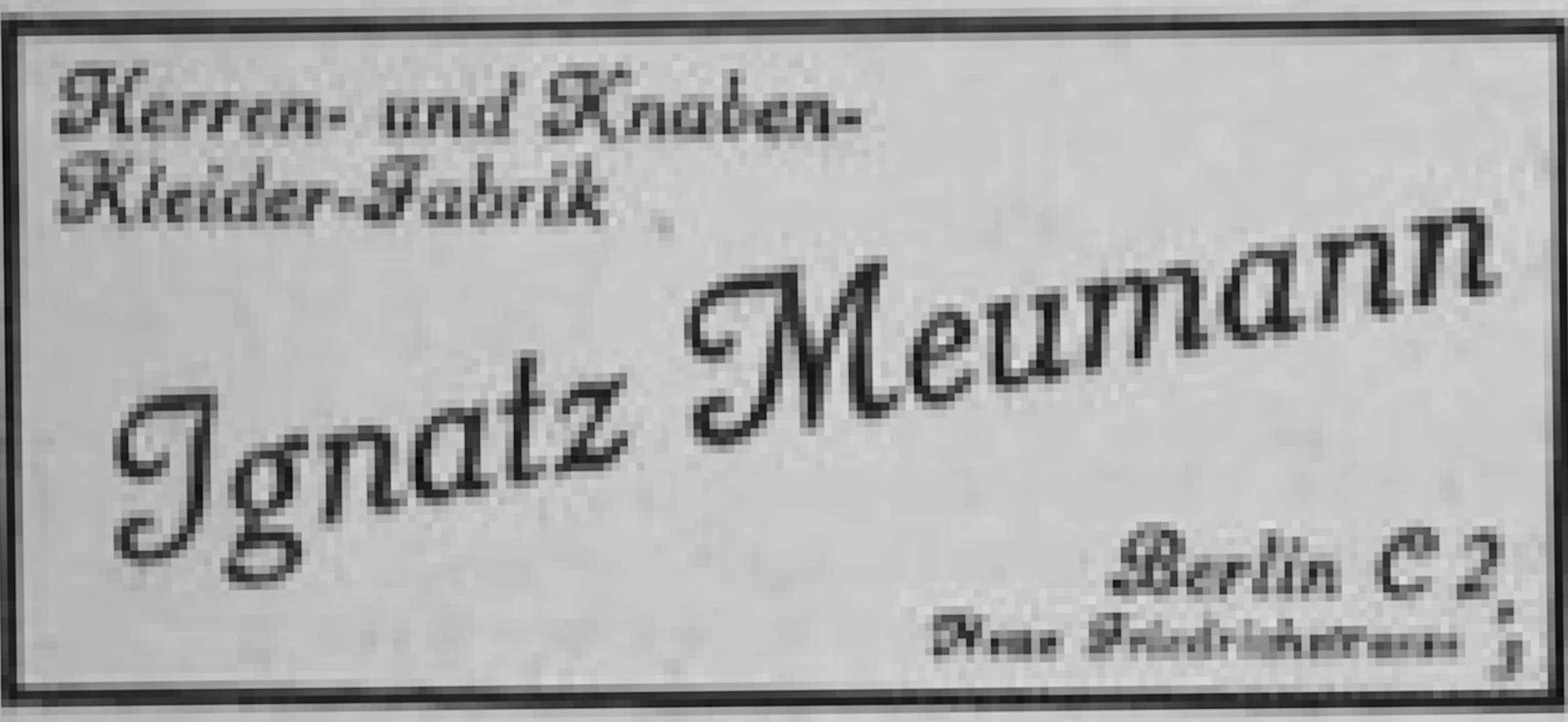 Ad copy in German for ignatz meumann.